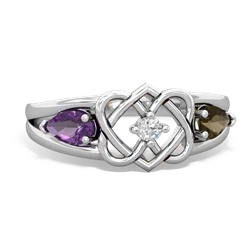 Amethyst Hearts Intertwined 14K White Gold ring R5880