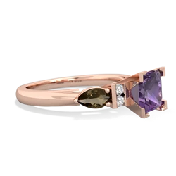 Amethyst 6Mm Princess Eternal Embrace Engagement 14K Rose Gold ring C2002