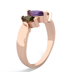 Amethyst Three Peeks 14K Rose Gold ring R2433