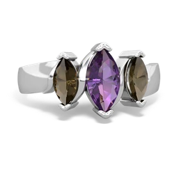 Amethyst Three Peeks 14K White Gold ring R2433