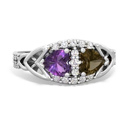 Amethyst Sparkling Celtic Knot 14K White Gold ring R2645