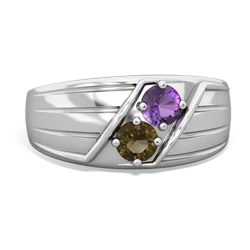 Amethyst Men's Streamline 14K White Gold ring R0460