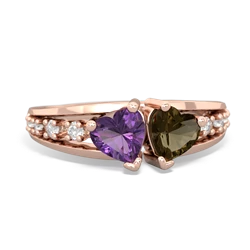 Amethyst Heart To Heart 14K Rose Gold ring R3342