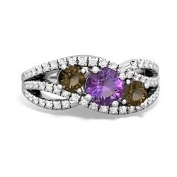 Amethyst Three Stone Aurora 14K White Gold ring R3080