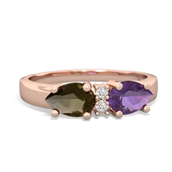 Amethyst Pear Bowtie 14K Rose Gold ring R0865