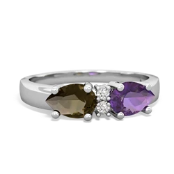 Amethyst Pear Bowtie 14K White Gold ring R0865