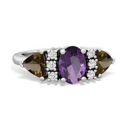 Amethyst Antique Style Three Stone 14K White Gold ring R2186