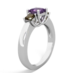 Amethyst Three Stone Trellis 14K White Gold ring R4015