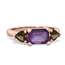 Amethyst Three Stone 14K Rose Gold ring R5235