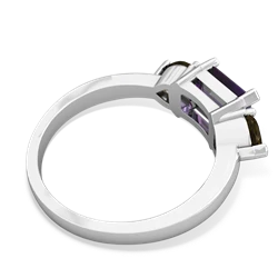 Amethyst Three Stone 14K White Gold ring R5235