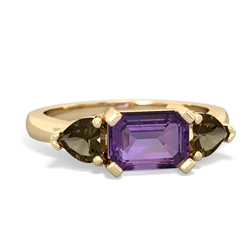 Amethyst Three Stone 14K Yellow Gold ring R5235