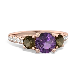 Amethyst Pave Trellis 14K Rose Gold ring R5500