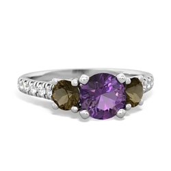 Amethyst Pave Trellis 14K White Gold ring R5500