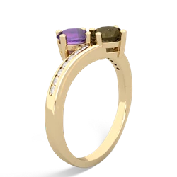 Amethyst Channel Set Two Stone 14K Yellow Gold ring R5303