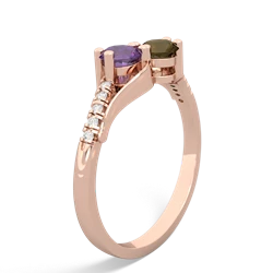 Amethyst Infinity Pave Two Stone 14K Rose Gold ring R5285