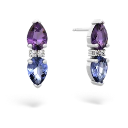 Amethyst Bowtie Drop 14K White Gold earrings E0865