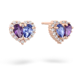 Amethyst Halo 14K Rose Gold earrings E7008