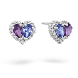 Amethyst Halo 14K White Gold earrings E7008