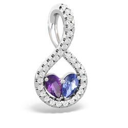 Amethyst Pave Twist 'One Heart' 14K White Gold pendant P5360