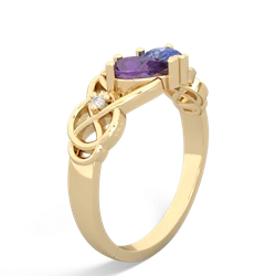 Amethyst 'One Heart' Celtic Knot Claddagh 14K Yellow Gold ring R5322