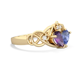 Amethyst 'One Heart' Celtic Knot Claddagh 14K Yellow Gold ring R5322