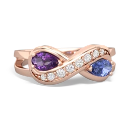 Amethyst Diamond Infinity 14K Rose Gold ring R5390