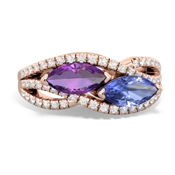 Amethyst Diamond Rivers 14K Rose Gold ring R3070