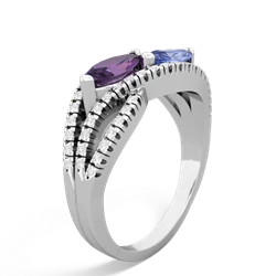 Amethyst Diamond Rivers 14K White Gold ring R3070