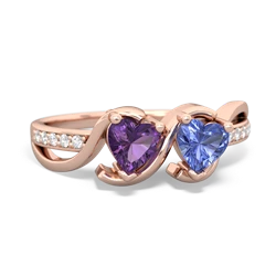 Amethyst Side By Side 14K Rose Gold ring R3090