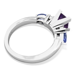 Amethyst 6Mm Princess Eternal Embrace Engagement 14K White Gold ring C2002