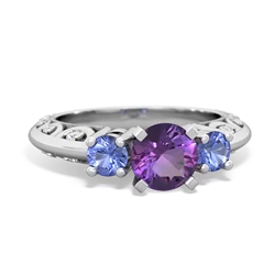 Amethyst Art Deco Eternal Embrace Engagement 14K White Gold ring C2003