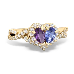 Amethyst Diamond Twist 'One Heart' 14K Yellow Gold ring R2640HRT