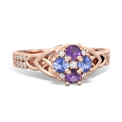 Amethyst Celtic Knot Cluster Engagement 14K Rose Gold ring R26443RD