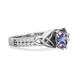 Amethyst Celtic Knot Cluster Engagement 14K White Gold ring R26443RD