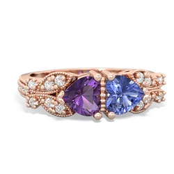 Amethyst Diamond Butterflies 14K Rose Gold ring R5601