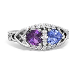 Amethyst Sparkling Celtic Knot 14K White Gold ring R2645