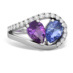 Amethyst Nestled Heart Keepsake 14K White Gold ring R5650