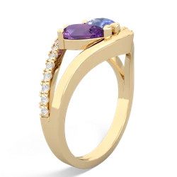 Amethyst Nestled Heart Keepsake 14K Yellow Gold ring R5650