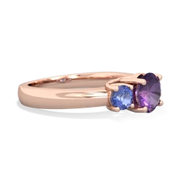 Amethyst Three Stone Round Trellis 14K Rose Gold ring R4018