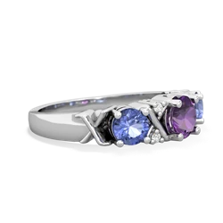 Amethyst Hugs And Kisses 14K White Gold ring R5016