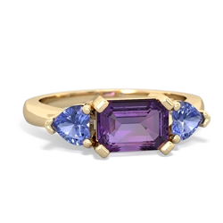 Amethyst Three Stone 14K Yellow Gold ring R5235