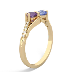 Amethyst Infinity Pave Two Stone 14K Yellow Gold ring R5285