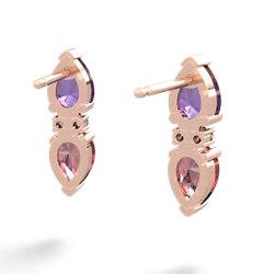 Amethyst Bowtie Drop 14K Rose Gold earrings E0865