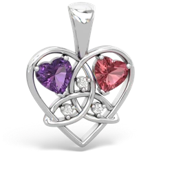 Amethyst Celtic Trinity Heart 14K White Gold pendant P5331