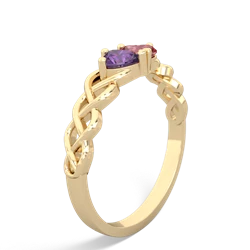 Amethyst Heart To Heart Braid 14K Yellow Gold ring R5870