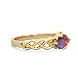 Amethyst Heart To Heart Braid 14K Yellow Gold ring R5870