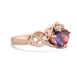 Amethyst 'One Heart' Celtic Knot Claddagh 14K Rose Gold ring R5322