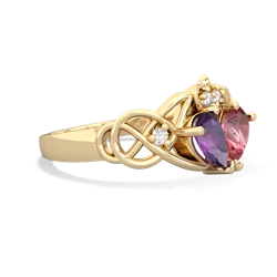 Amethyst 'One Heart' Celtic Knot Claddagh 14K Yellow Gold ring R5322