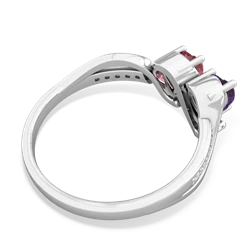 Amethyst Side By Side 14K White Gold ring R3090