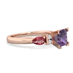 Amethyst 6Mm Princess Eternal Embrace Engagement 14K Rose Gold ring C2002